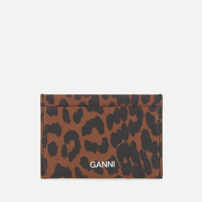 Ganni Women's Leopard Print Card Holder - Toffee