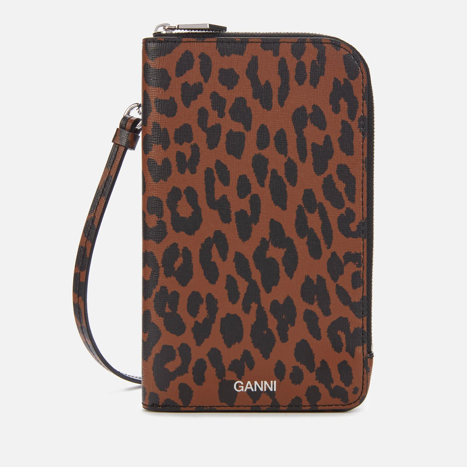 Ganni Women's Leopard Print Phone Bag - Toffee Image 1