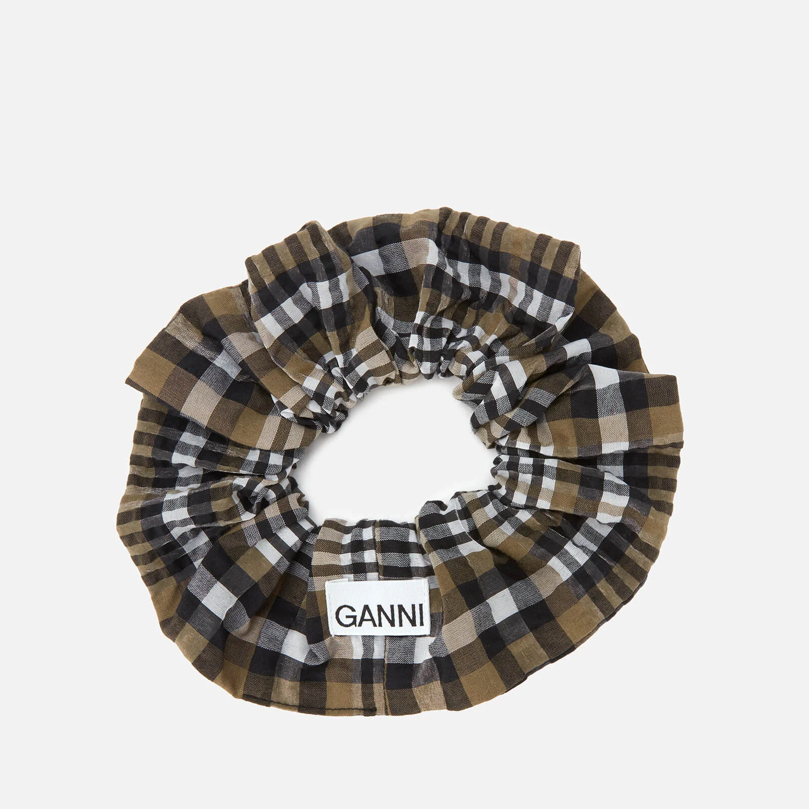 Ganni Women's Seersucker Check Scrunchie - Kalamata Image 1