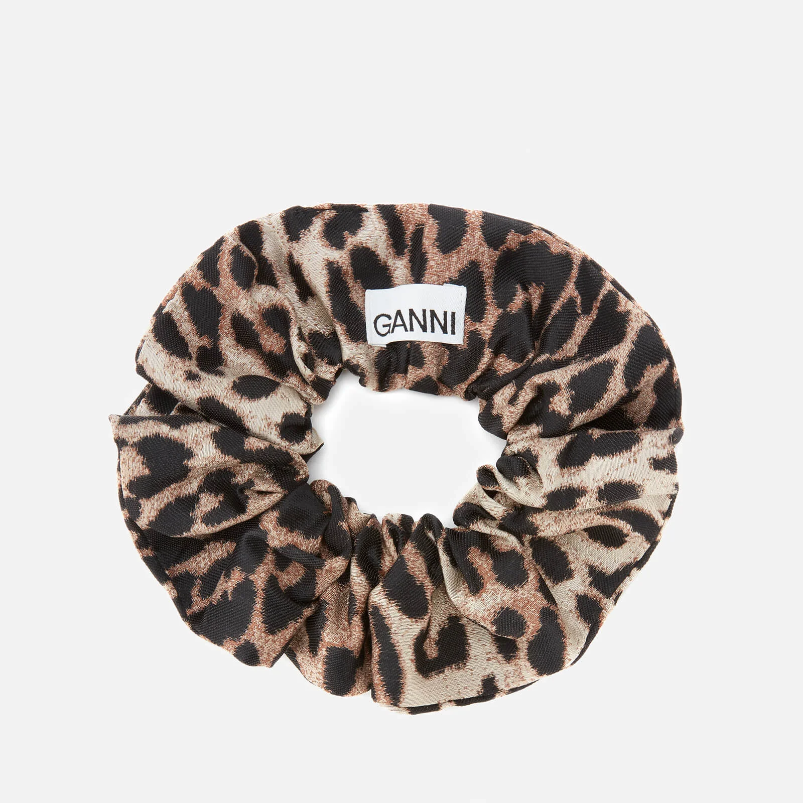 Ganni Women's Crispy Leopard Jacquard Scrunchie - Phantom Image 1
