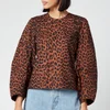 Ganni Women's Leopard Print Cotton Poplin Top - Toffee - Image 1