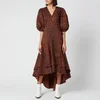 Ganni Women's Leopard Print Cotton Poplin Wrap Dress - Toffee - Image 1