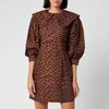 Ganni Women's Leopard Print Cotton Poplin Bib Dress - Toffee - Image 1