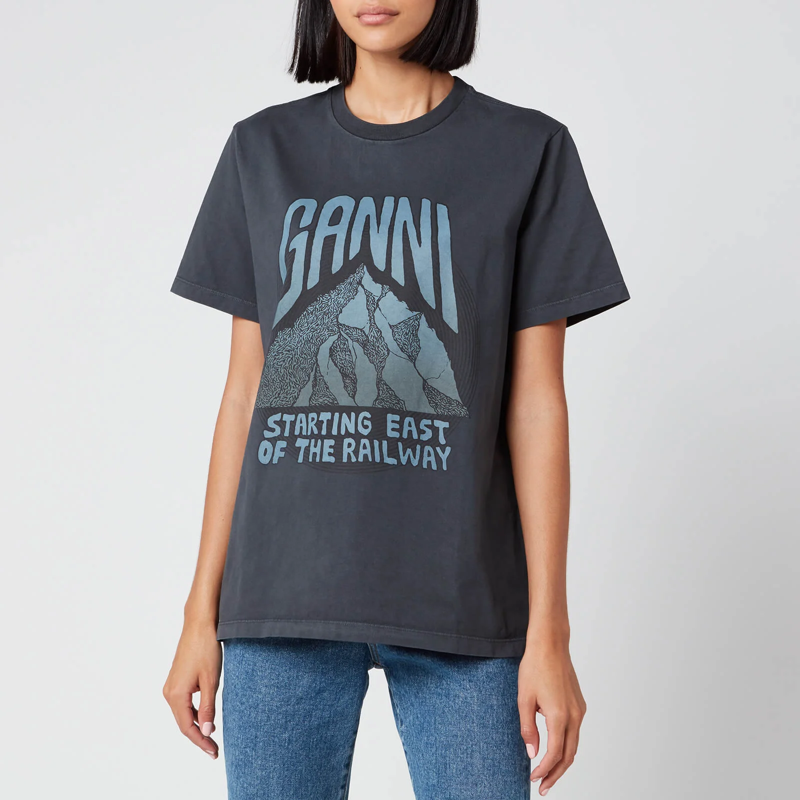 Ganni Women's Basic Cotton Logo T-Shirt - Phantom Image 1