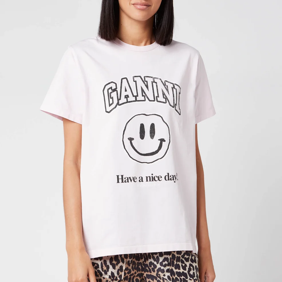 Ganni Women's Basic Cotton Logo T-Shirt - Cherry Blossom Image 1