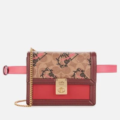Coach 1941 Women's Signature All Over Horse and Carriage 3 by Guang Yu Hutton Belt Bag - Tan Red Apple Multi