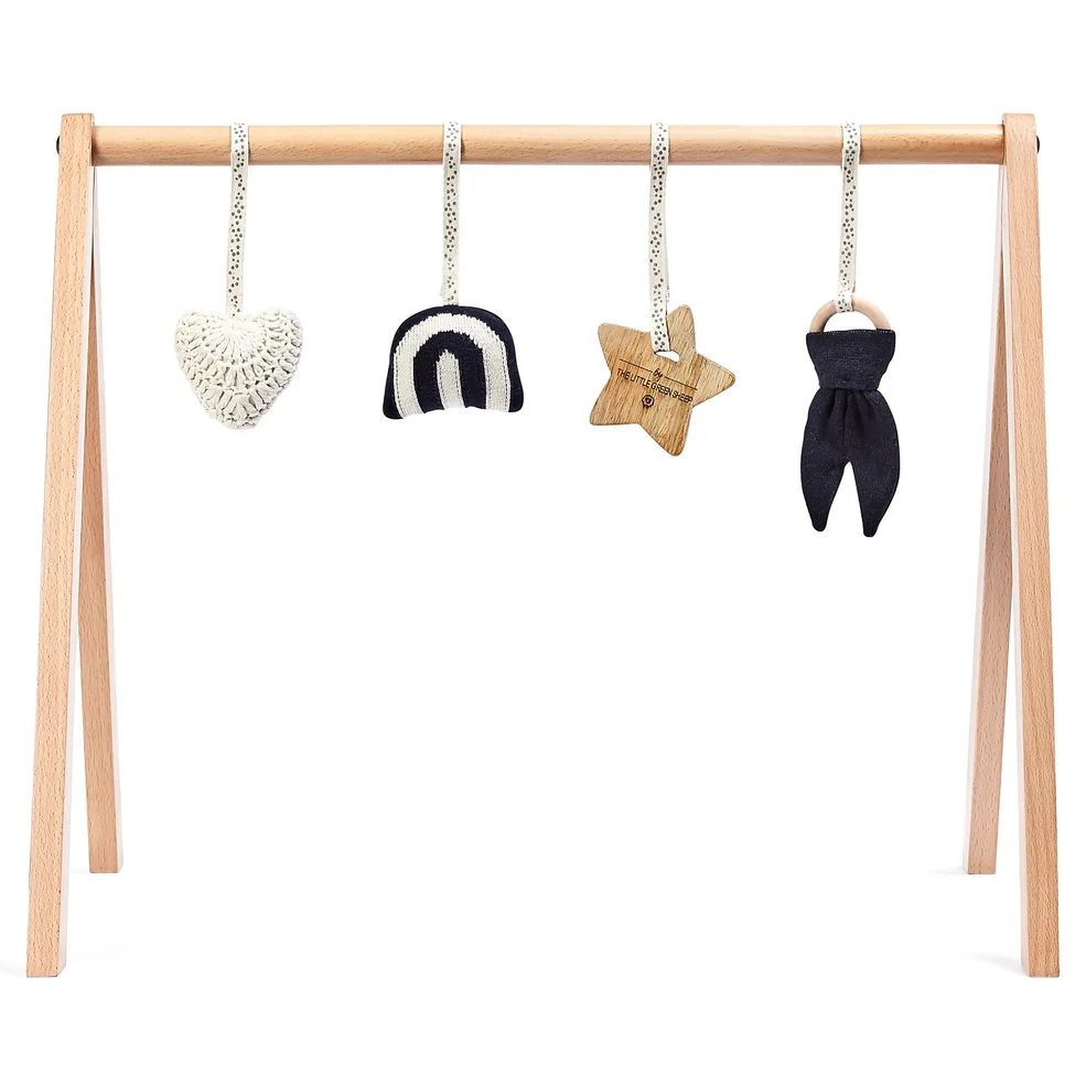 The Little Green Sheep Wooden Baby Play Gym and Charms Set - Rainbow Midnight Image 1
