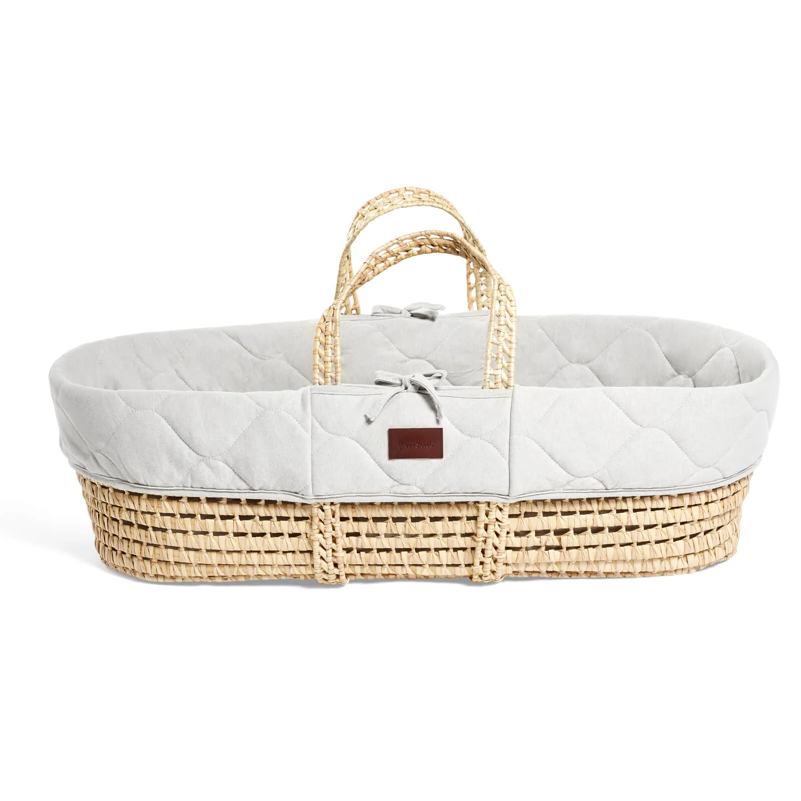 The Little Green Sheep Natural Quilted Moses Basket and Mattress - Dove Image 1