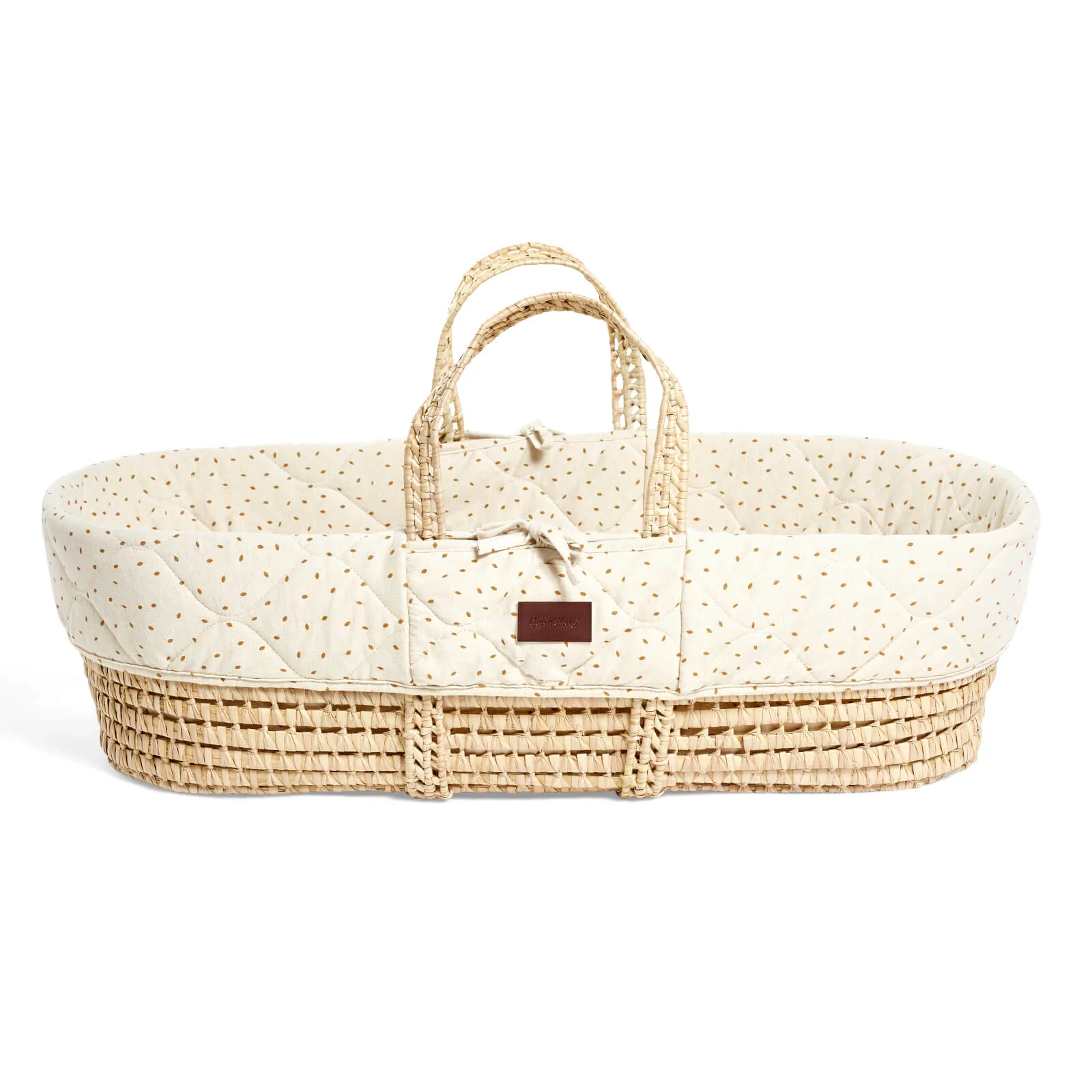 The Little Green Sheep Natural Quilted Moses Basket and Mattress - Linen Rice Image 1