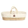 The Little Green Sheep Natural Quilted Moses Basket and Mattress - Linen Rice - Image 1