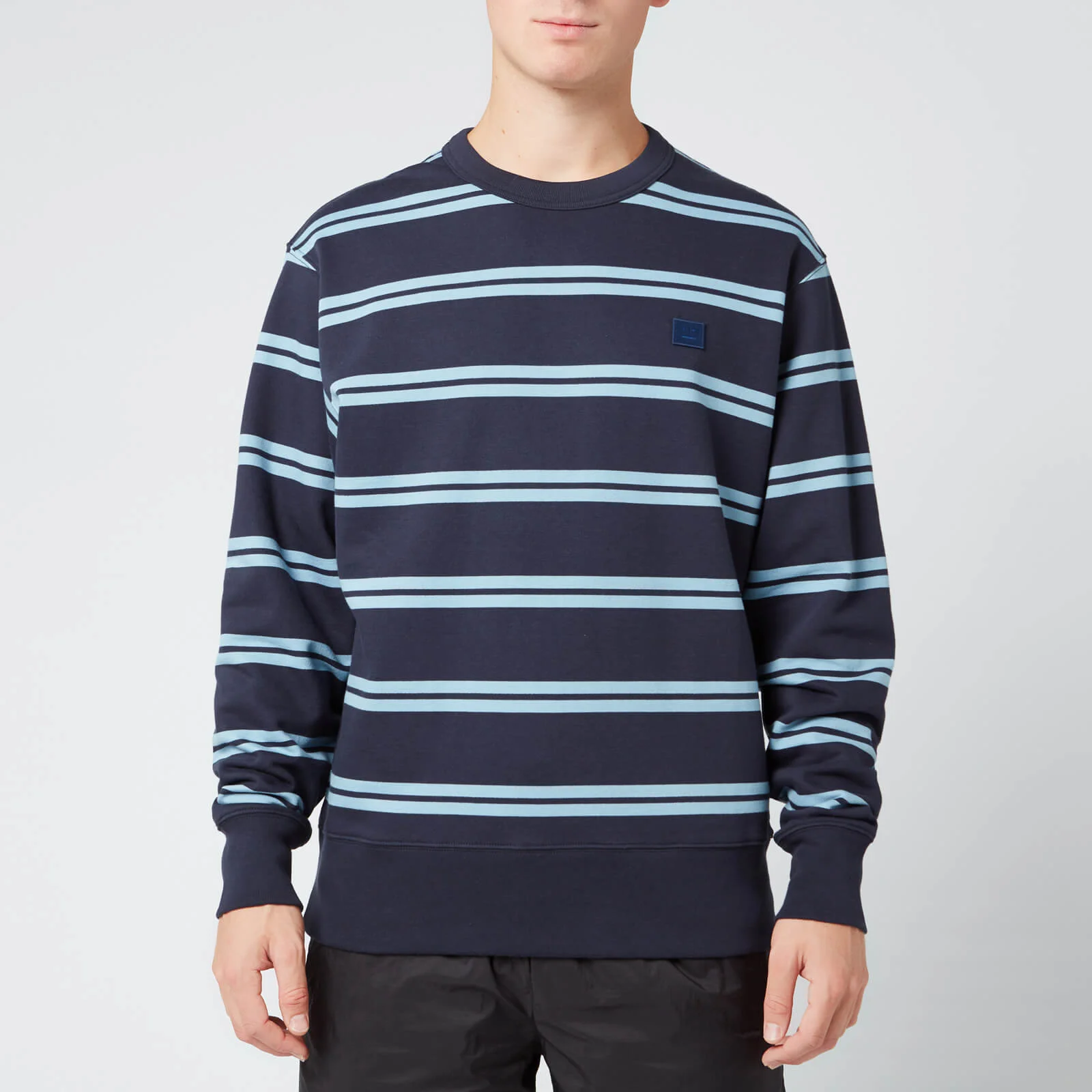 Acne Studios Men's Striped Face Sweatshirt - Navy Blue Image 1