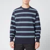 Acne Studios Men's Striped Face Sweatshirt - Navy Blue - Image 1