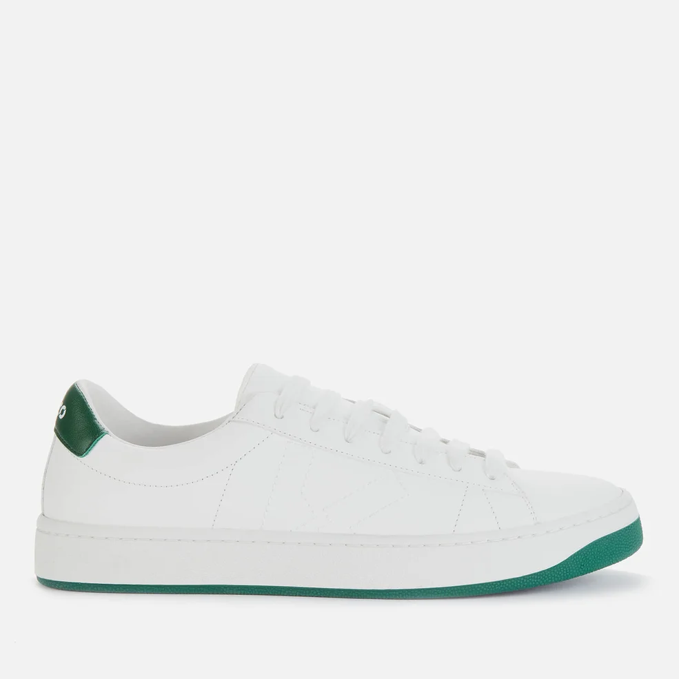 KENZO Men's Logo Leather Low Top Trainers - White/Green Image 1
