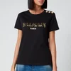Balmain Women's Short Sleeve 3 Button Vintage Logo T-Shirt - Black - Image 1