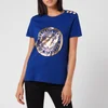 Balmain Women's 3 Button Metallic Coin T-Shirt - Blue - Image 1