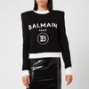 Balmain Women's Cropped Fuzzy Logo Sweatshirt - Black - Image 1