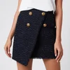 Balmain Women's Asymmetric 4 Button Tweed Wrap Skirt - Blue - Image 1