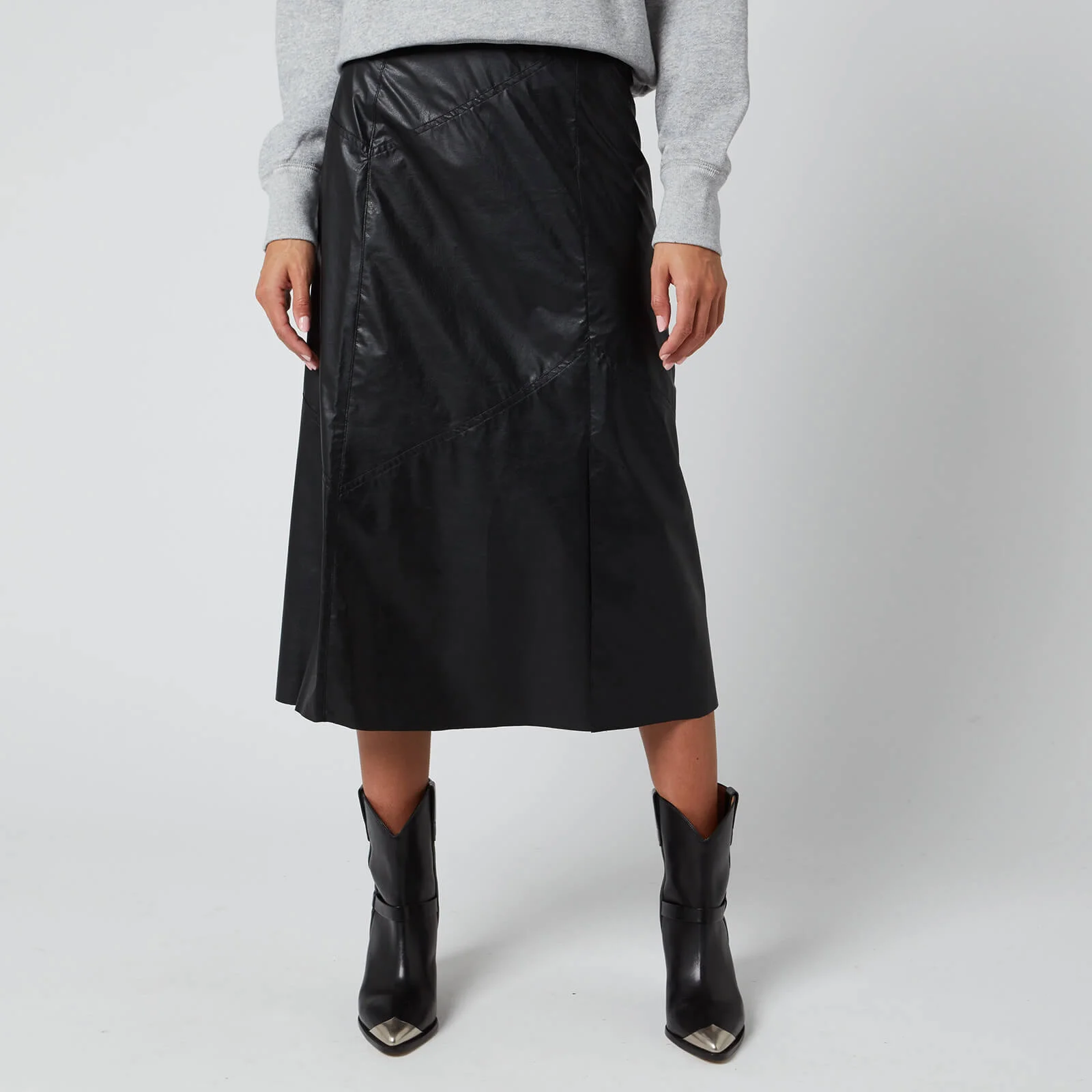Marant Etoile Women's Domi Faux Leather Mid Skirt - Black Image 1