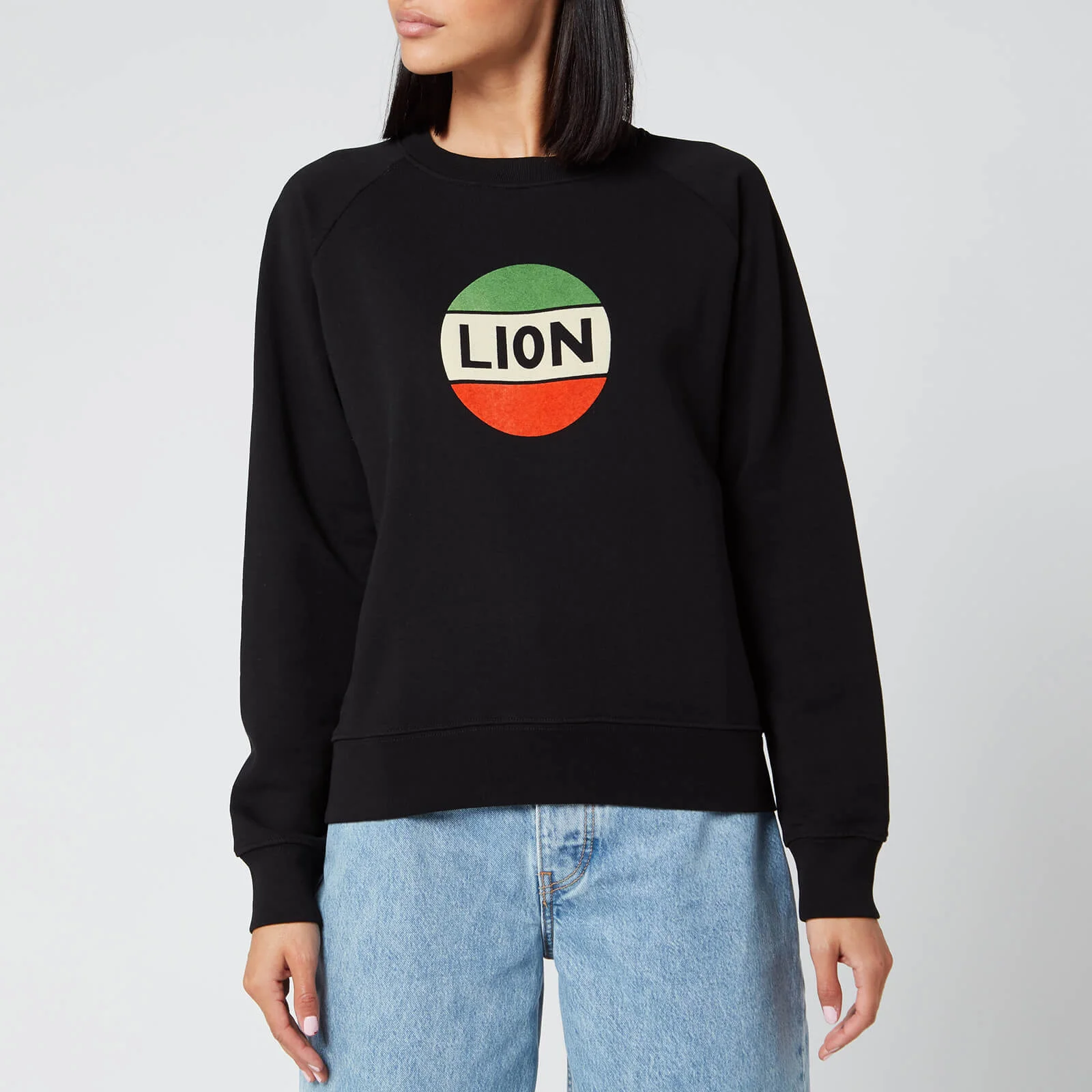 Bella Freud Women's Lion Badge Flock Sweatshirt - Black/Multi Image 1