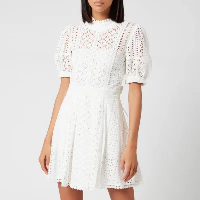 Self-Portrait Women's White Cotton Broderie Mini Dress - White