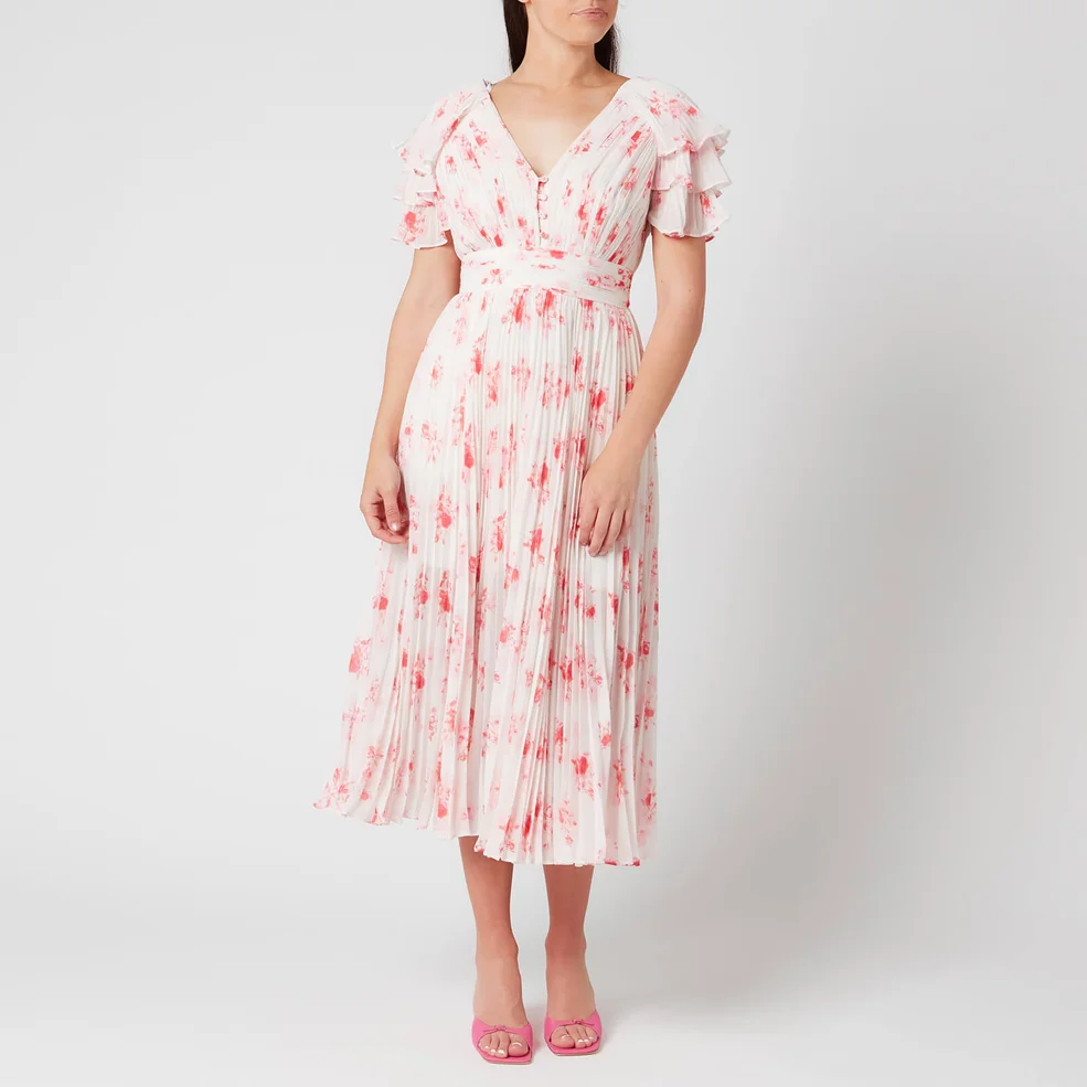 Self-Portrait Women's Pleated Floral Print Midi Dress - Multi Image 1