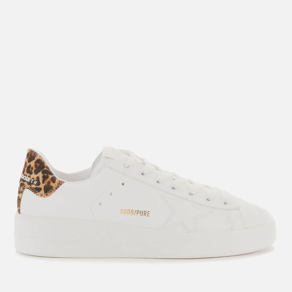 Golden Goose Women's Pure Star Leather Trainers - White/Brown/Leopard Image 1