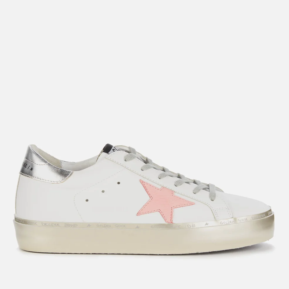 Golden Goose Women's Hi Star Leather Flatform Trainers - White/Pink Pastel/Silver/Gold Image 1