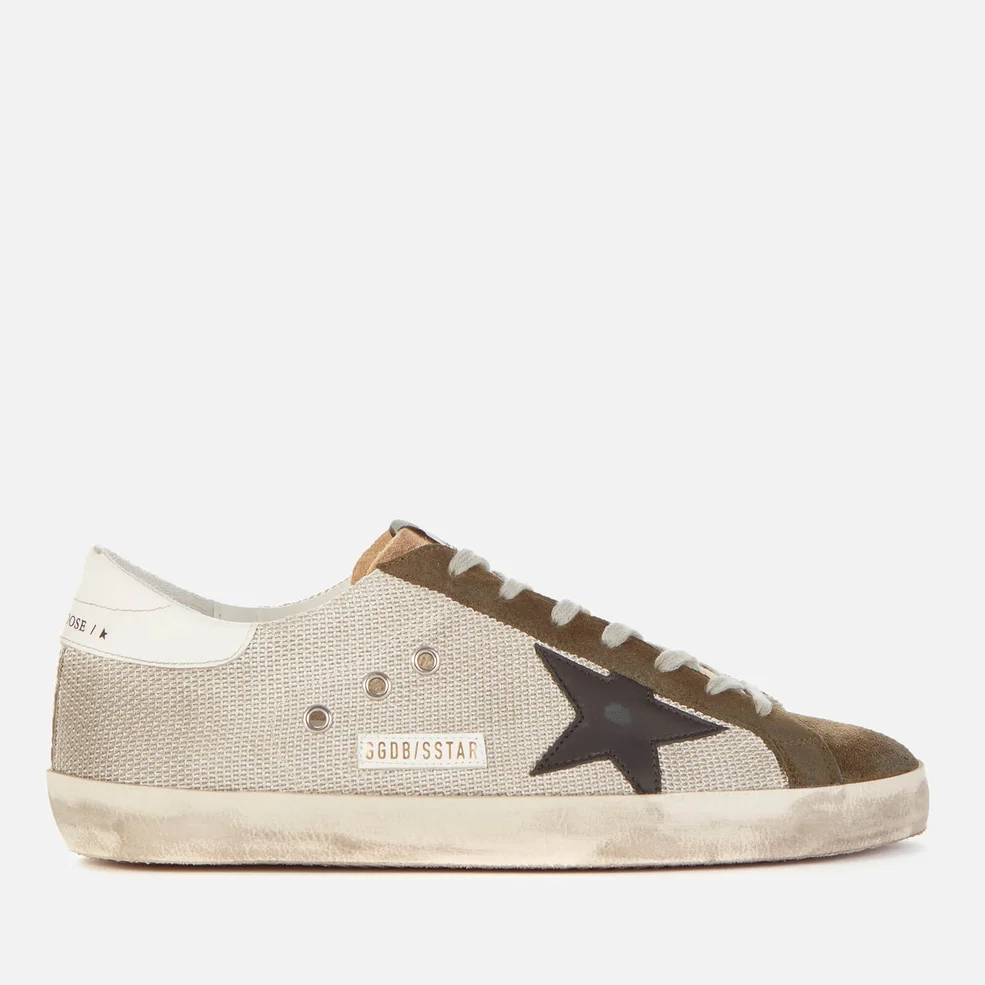 Golden Goose Men's Superstar Leather Trainers - Silver/Drill Green/Black/White Image 1