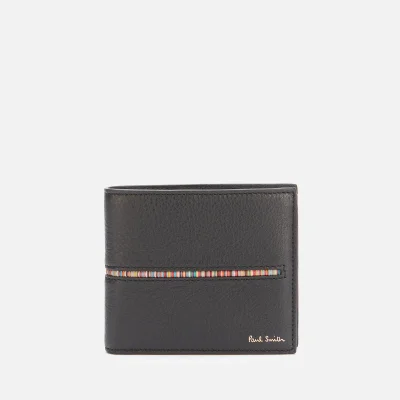 PS Paul Smith Men's Signature Stripe Insert Leather Billfold Wallet - Black
