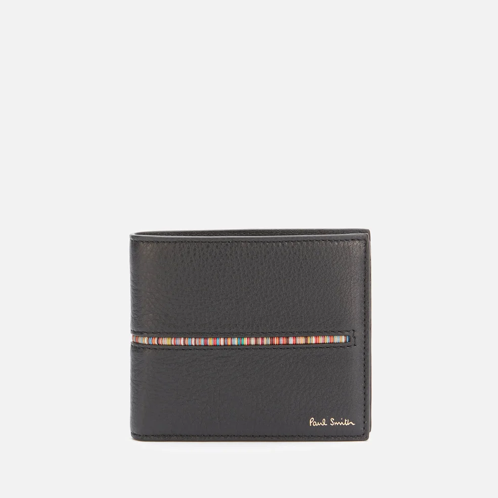 PS Paul Smith Men's Signature Stripe Insert Leather Billfold Wallet - Black Image 1