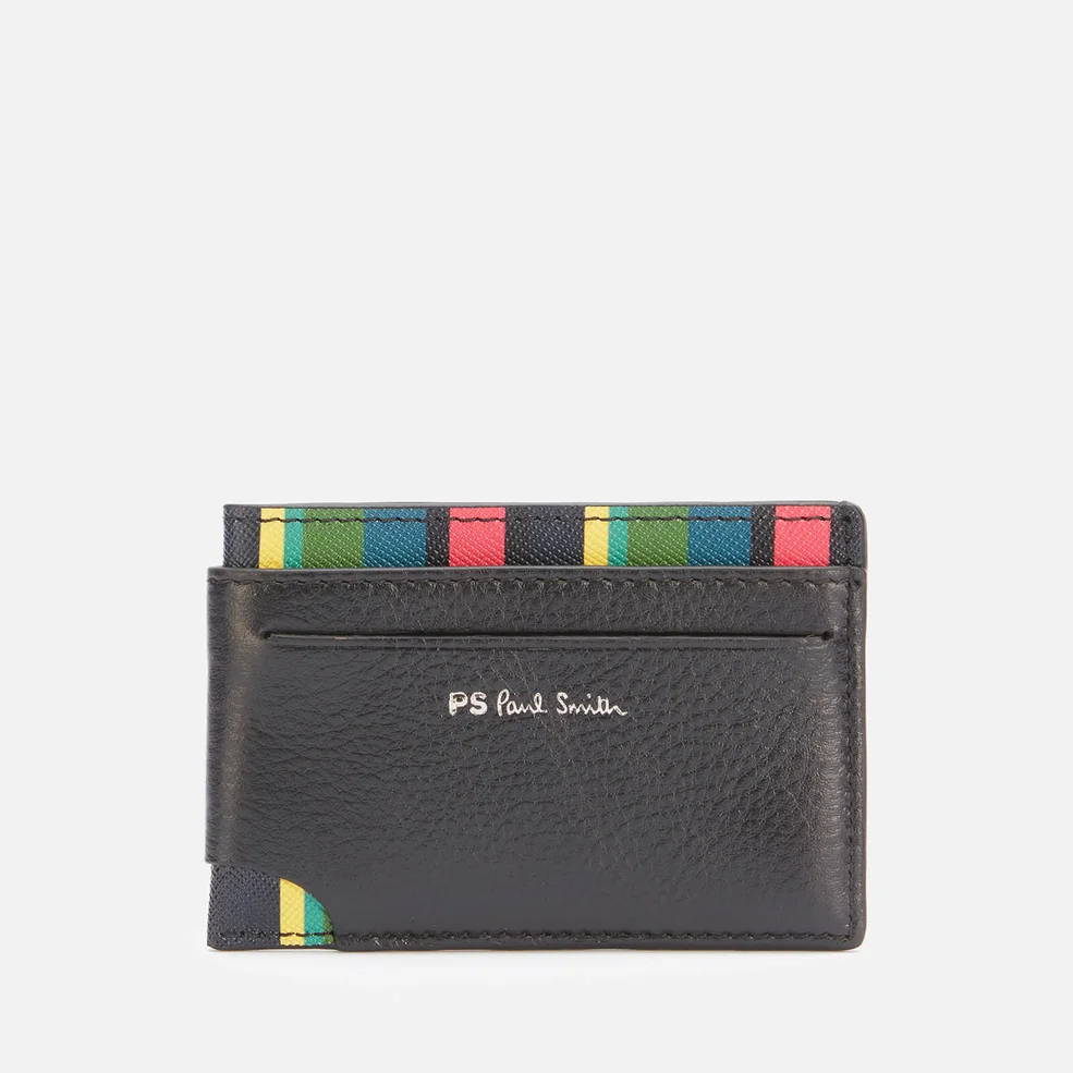 PS Paul Smith Men's Signature Stripe Credit Card Wallet - Black Image 1