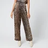 Ganni Women's Silk Stretch Satin Trousers - Leopard - Image 1