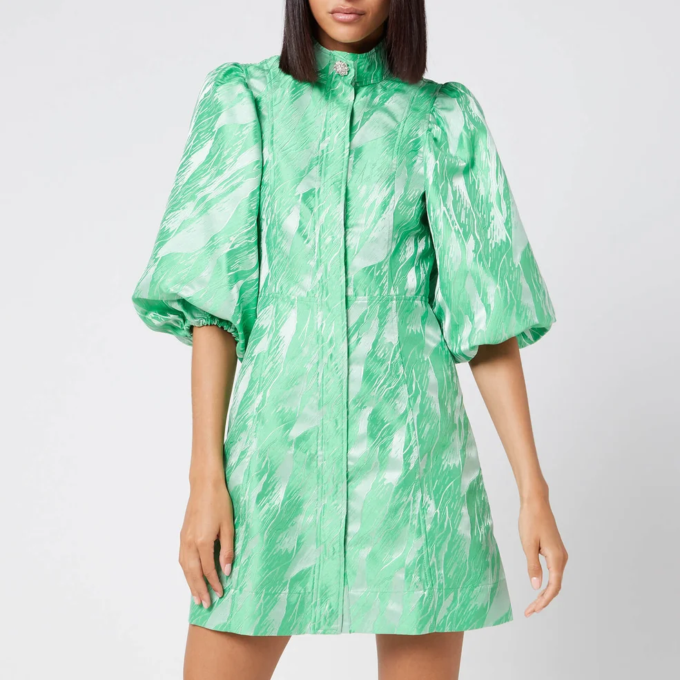 Ganni Women's Jacquard Mini Dress - Island Green Image 1