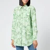 Ganni Women's Printed Cotton Poplin Shirt - Island Green - Image 1