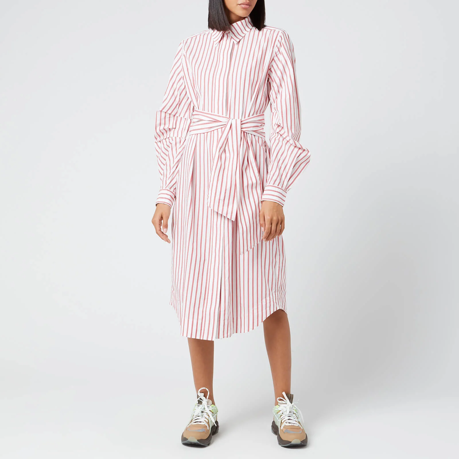Ganni Women's Stripe Cotton Shirt Dress - Lollipop Image 1