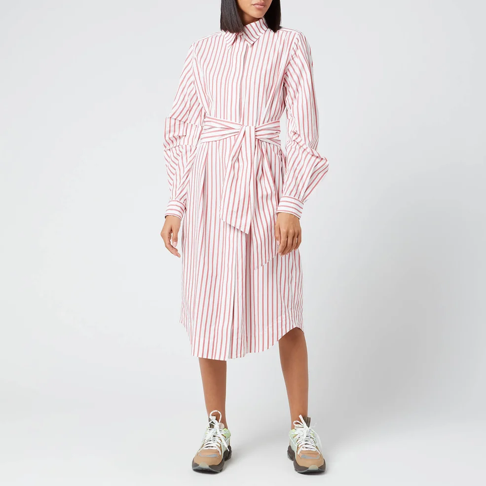 Ganni Women's Stripe Cotton Shirt Dress - Lollipop Image 1