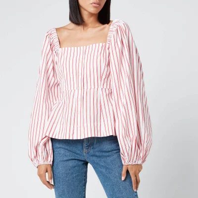 Ganni Women's Stripe Cotton Shirt - Lollipop