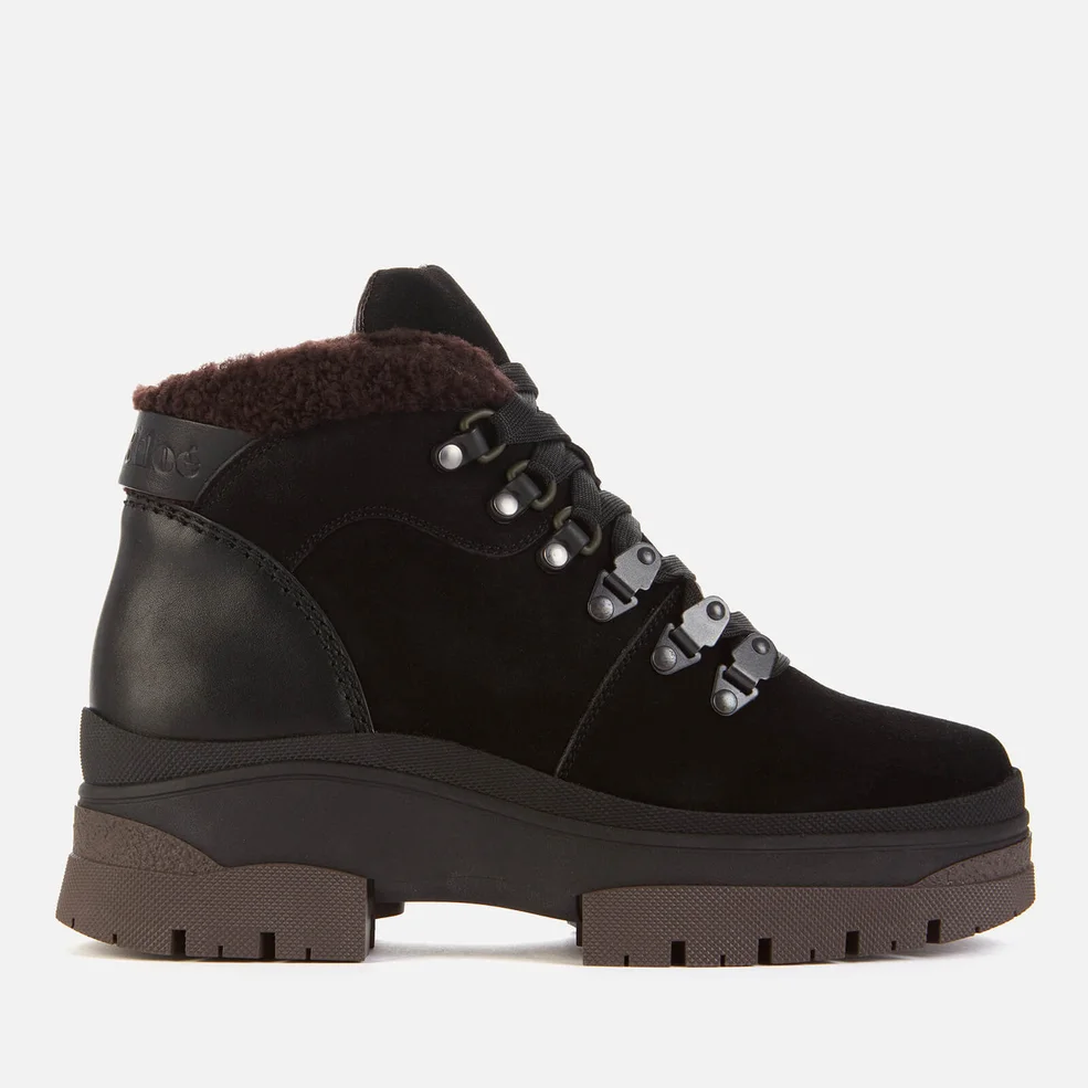 See By Chloé Women's Suede/Shearling Hiking Style Boots - Black Image 1