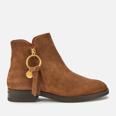 See By Chloé Women's Suede Flat Ankle Boots - Brown