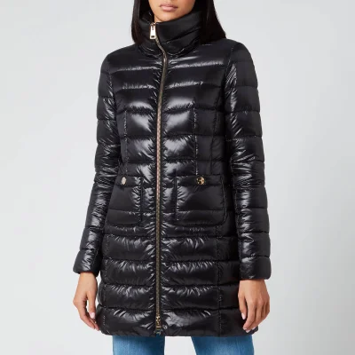 Herno Women's Maria Iconic Long Quilted Fitted Coat - Nero