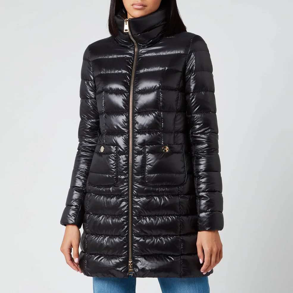 Herno Women's Maria Iconic Long Quilted Fitted Coat - Nero Image 1