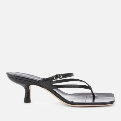 BY FAR Women's Desiree Leather Toe Post Heeled Sandals - Black