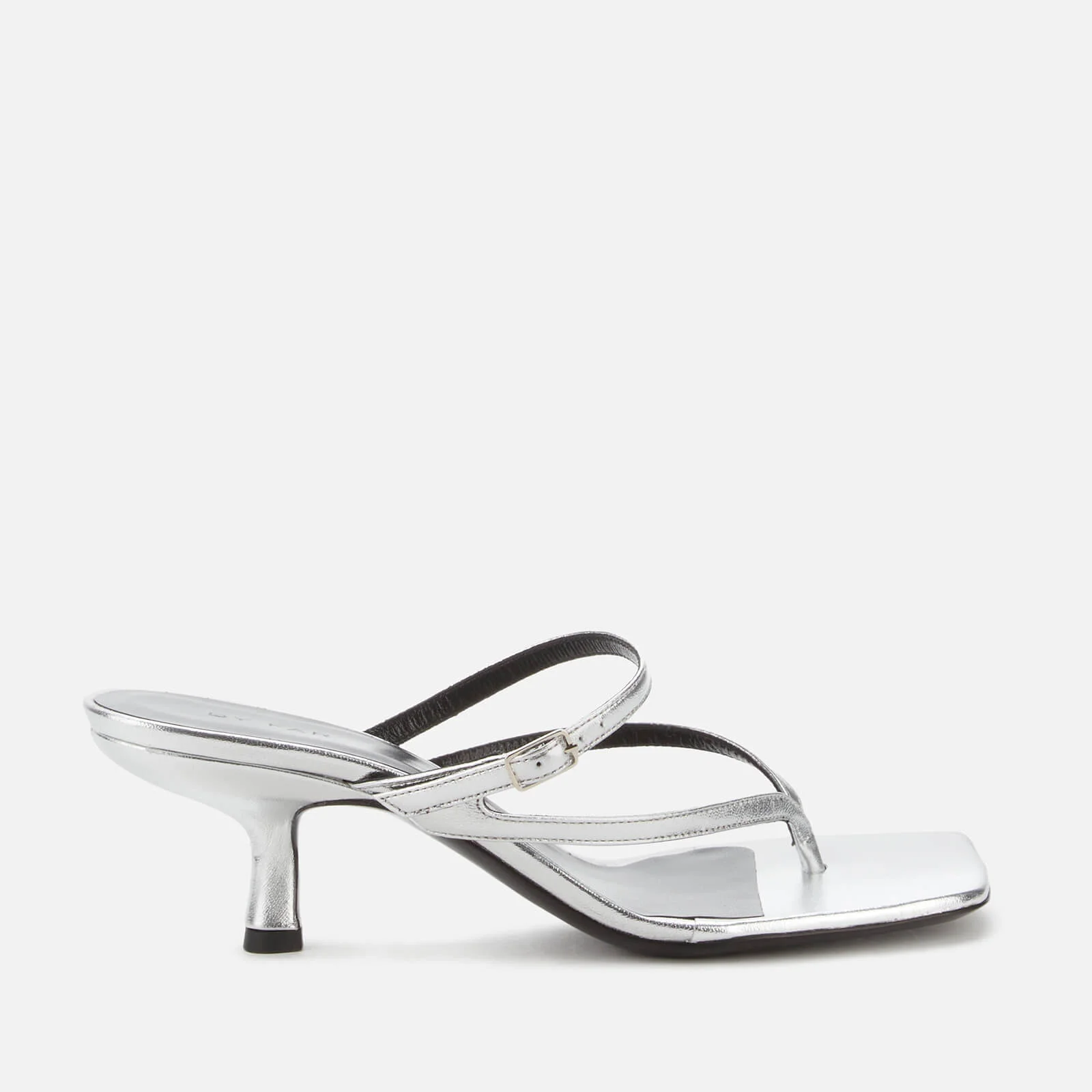 BY FAR Women's Desiree Leather Toe Post Heeled Sandals - Silver Image 1