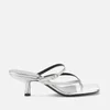 BY FAR Women's Desiree Leather Toe Post Heeled Sandals - Silver - Image 1