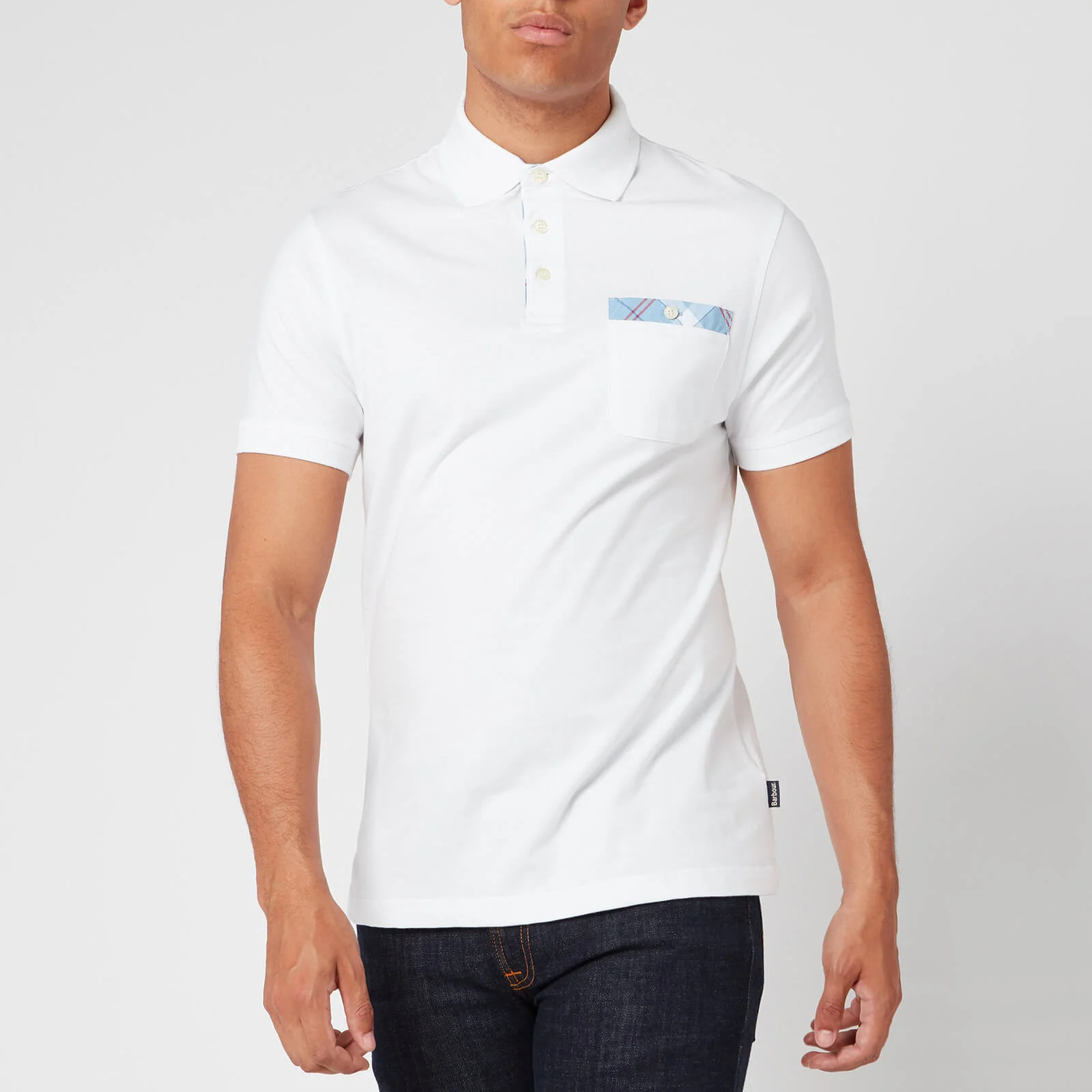 Barbour Men's Tartan Pocket Polo Shirt - White Image 1