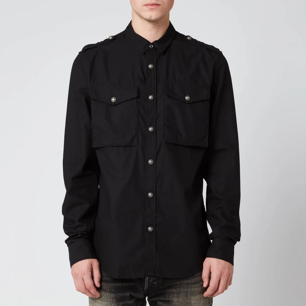 Balmain Men's Gabardine Shirt - Black Image 1