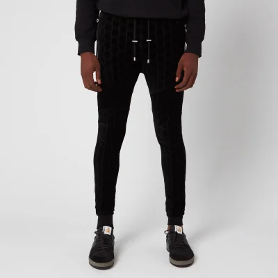 Balmain Men's Monogram Jacquard Velvet Sweatpants - Black