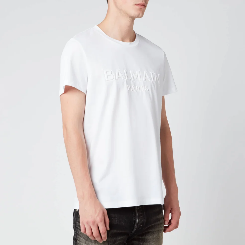 Balmain Men's Embossed Logo T-Shirt - White Image 1