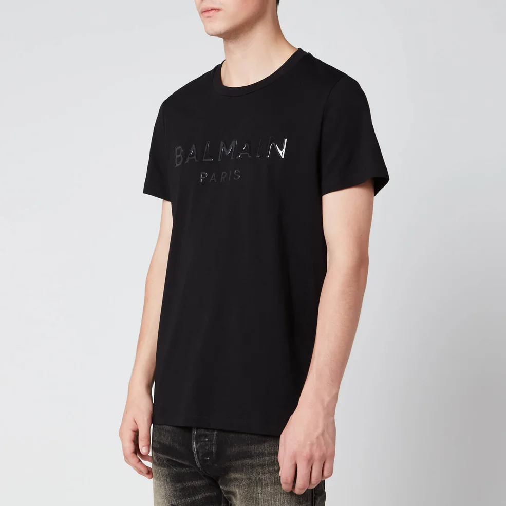 Balmain Men's Resin Logo T-Shirt - Black Image 1