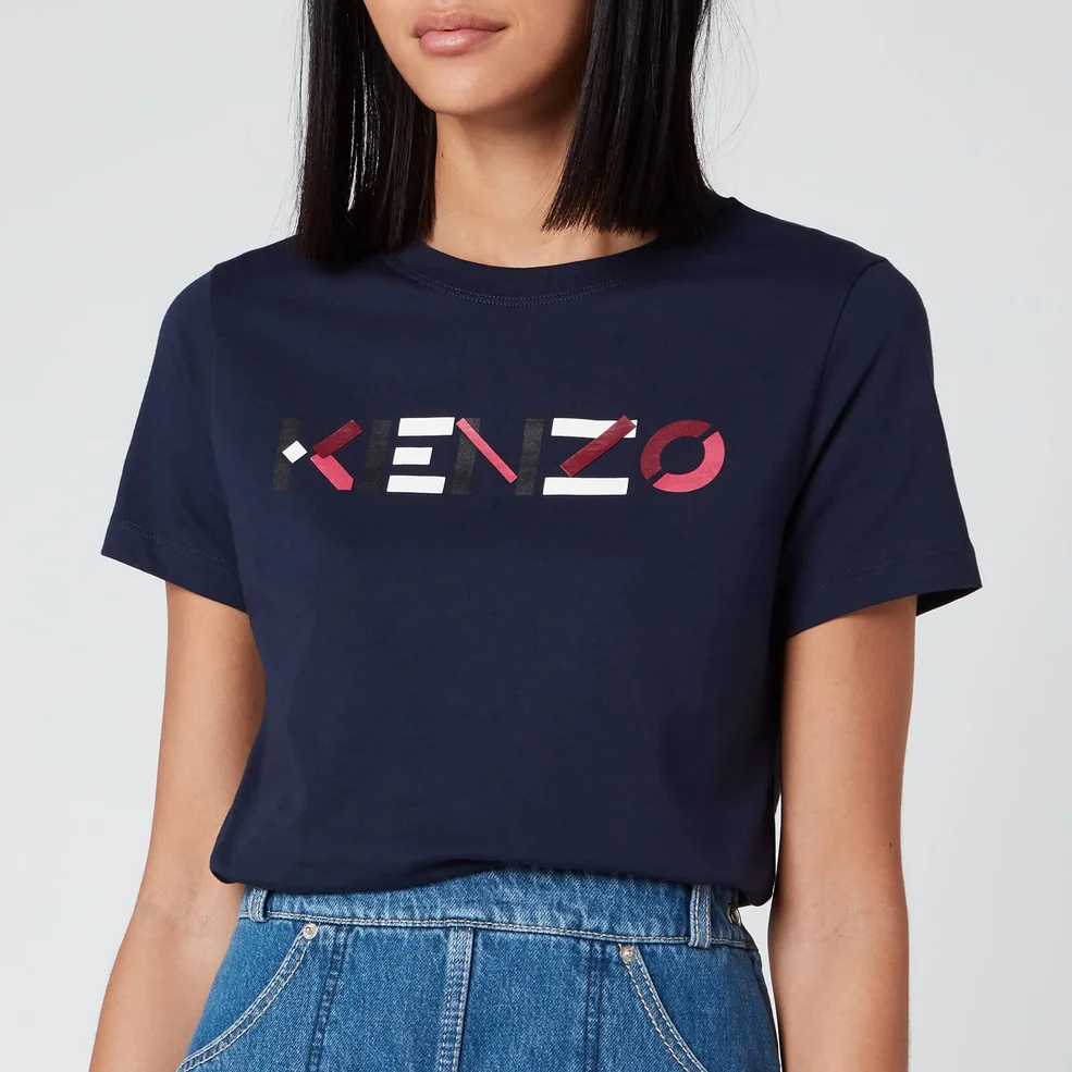 KENZO Women's Classic Fit T-Shirt KENZO Logo - Navy Blue Image 1